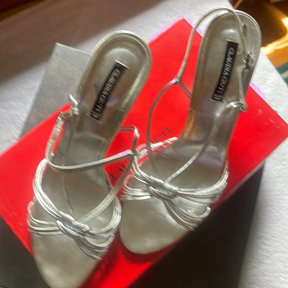 Silver leather dress shoes.  Stylish and comfortable.